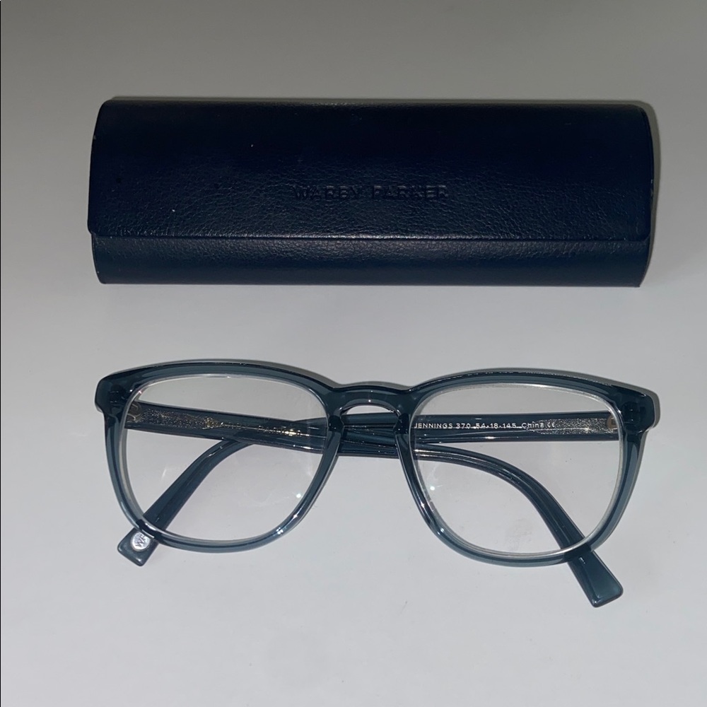 Warby Parker Jennings frame blue Gray Glasses with Case
Light prescription